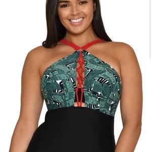 Curvy Kate Paradise Palm  Plunge Swimsuit